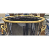 Danny's Fine Porcelain Black Oval Planter with Bronze Ormolu in Ebony Collection