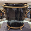 Danny's Fine Porcelain Black Oval Planter with Bronze Ormolu in Ebony Collection
