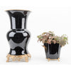 Danny's Fine Porcelain Black Oval Planter with Bronze Ormolu in Ebony Collection