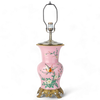 Danny's Fine Porcelain Pink Floral & Bird Pattern Round Vase Lamp with Bronze Ormolu in Pink