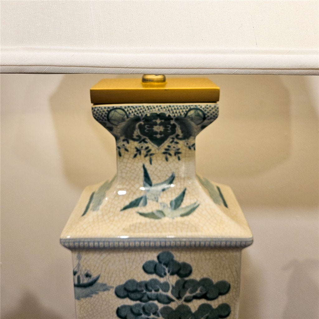 Danny's Fine Porcelain Rectangular Lamp in Turquoise White Willow Collection