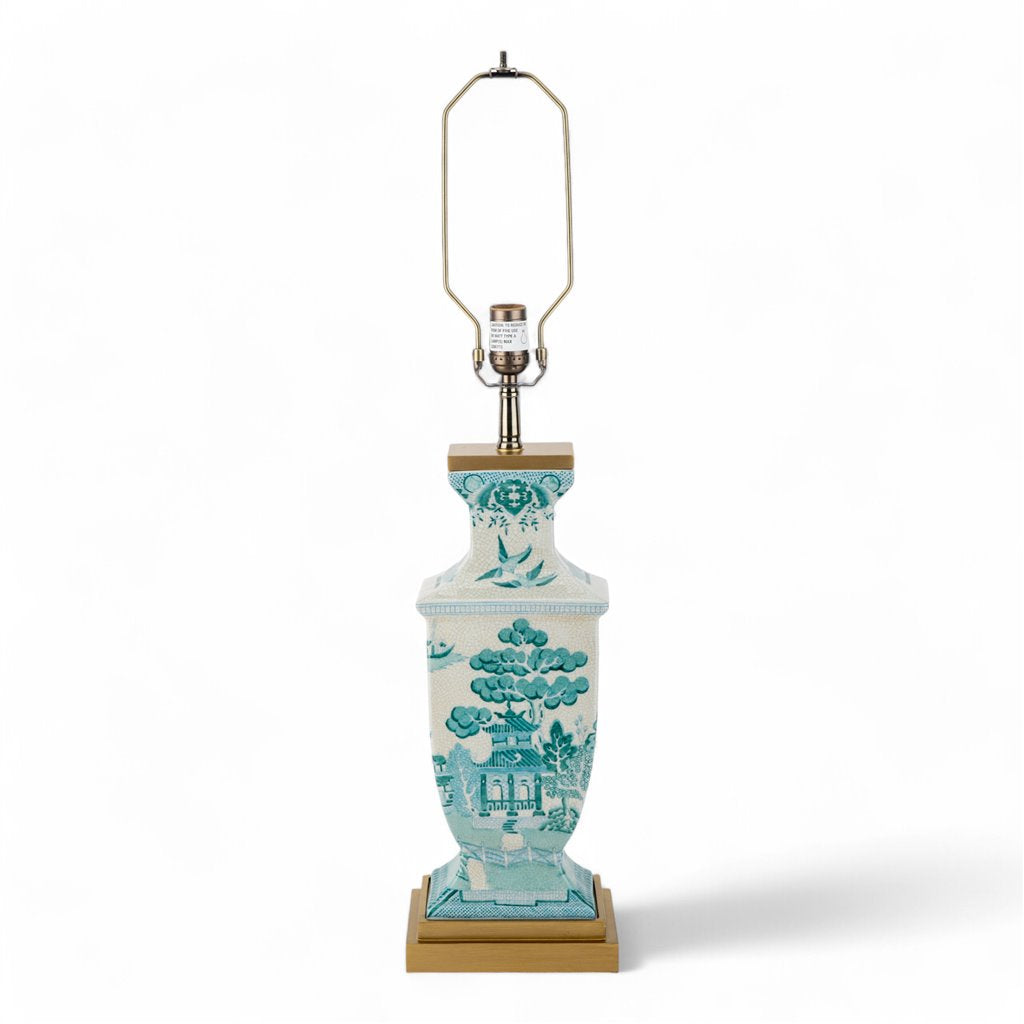 Danny's Fine Porcelain Rectangular Lamp in Turquoise White Willow Collection