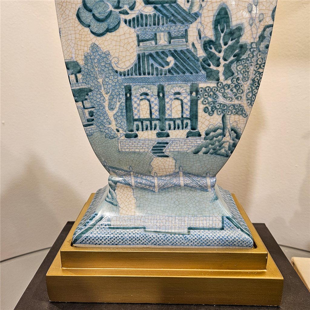 Danny's Fine Porcelain Rectangular Lamp in Turquoise White Willow Collection