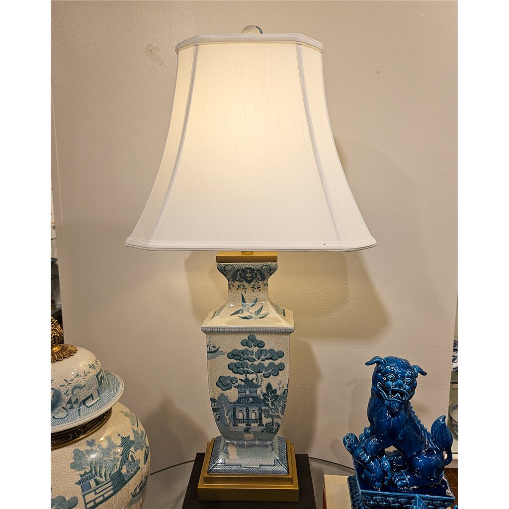Danny's Fine Porcelain Rectangular Lamp in Turquoise White Willow Collection