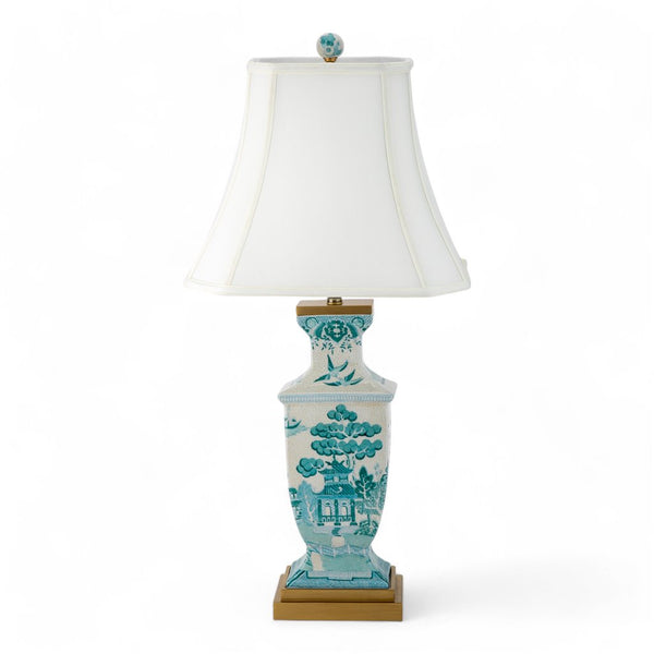 Danny's Fine Porcelain Rectangular Lamp in Turquoise White Willow Collection