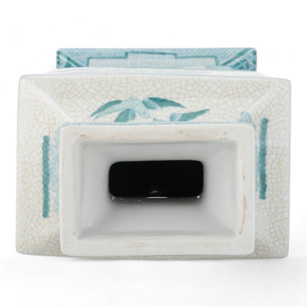 Danny's Fine Porcelain Rectangular Vase in Turquoise White Willow Collection