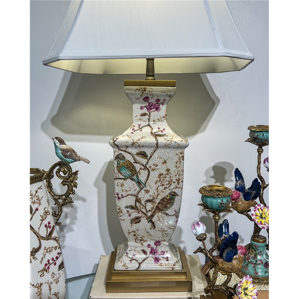 Danny's Fine Porcelain Rectangular Lamp in Spring Bloosom Collection