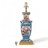Danny's Fine Porcelain Rectangular Lamp with Multicolor Florals in Blue Lattice - Garden