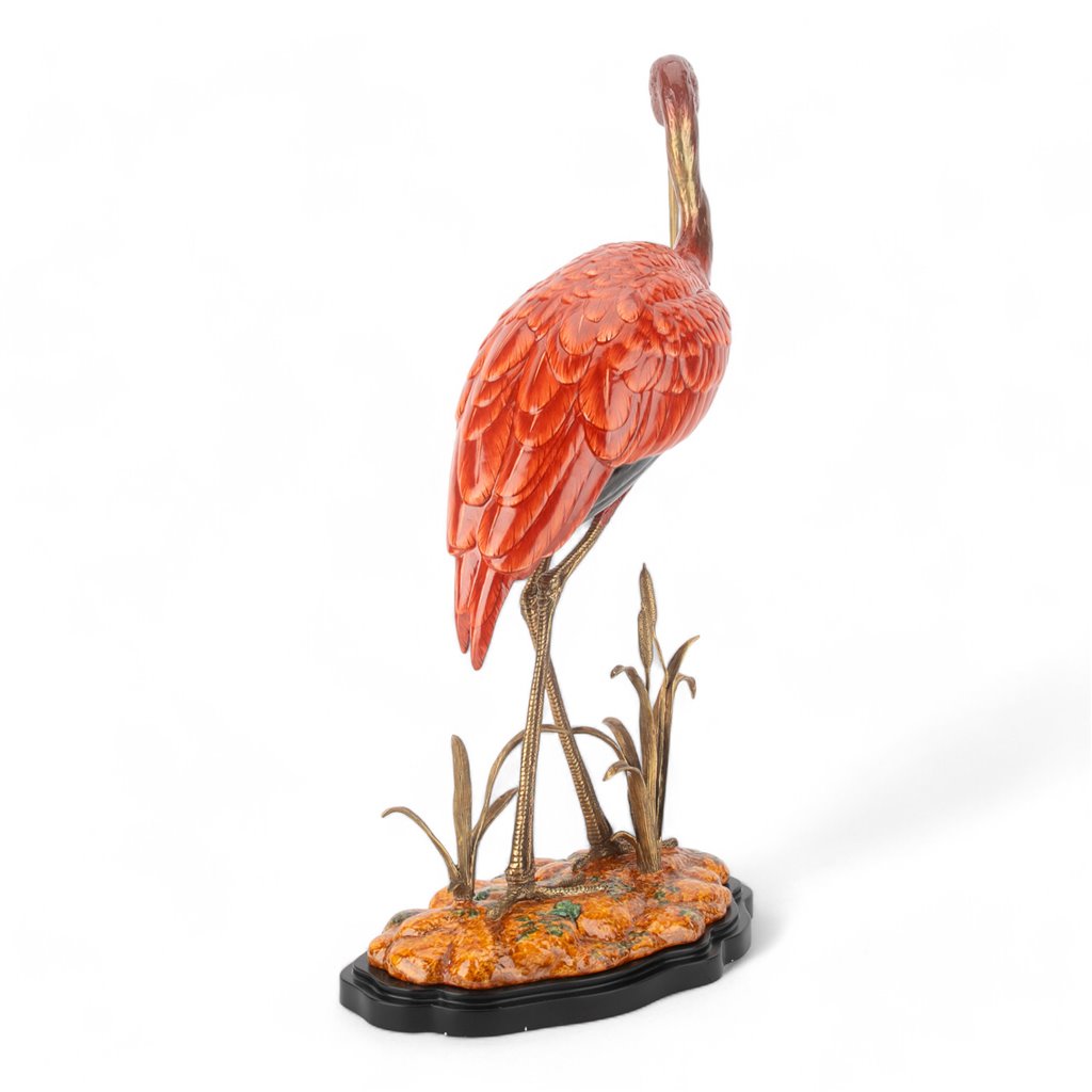 Danny's Fine Porcelain Bird Figure with Bronze Ormolu-Scarlet Ibis