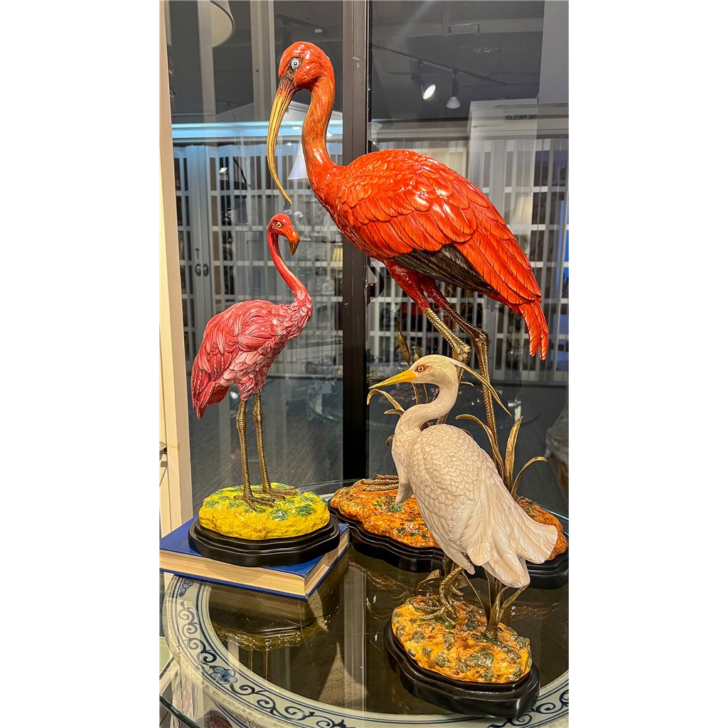 Danny's Fine Porcelain Bird Figure with Bronze Ormolu-Scarlet Ibis