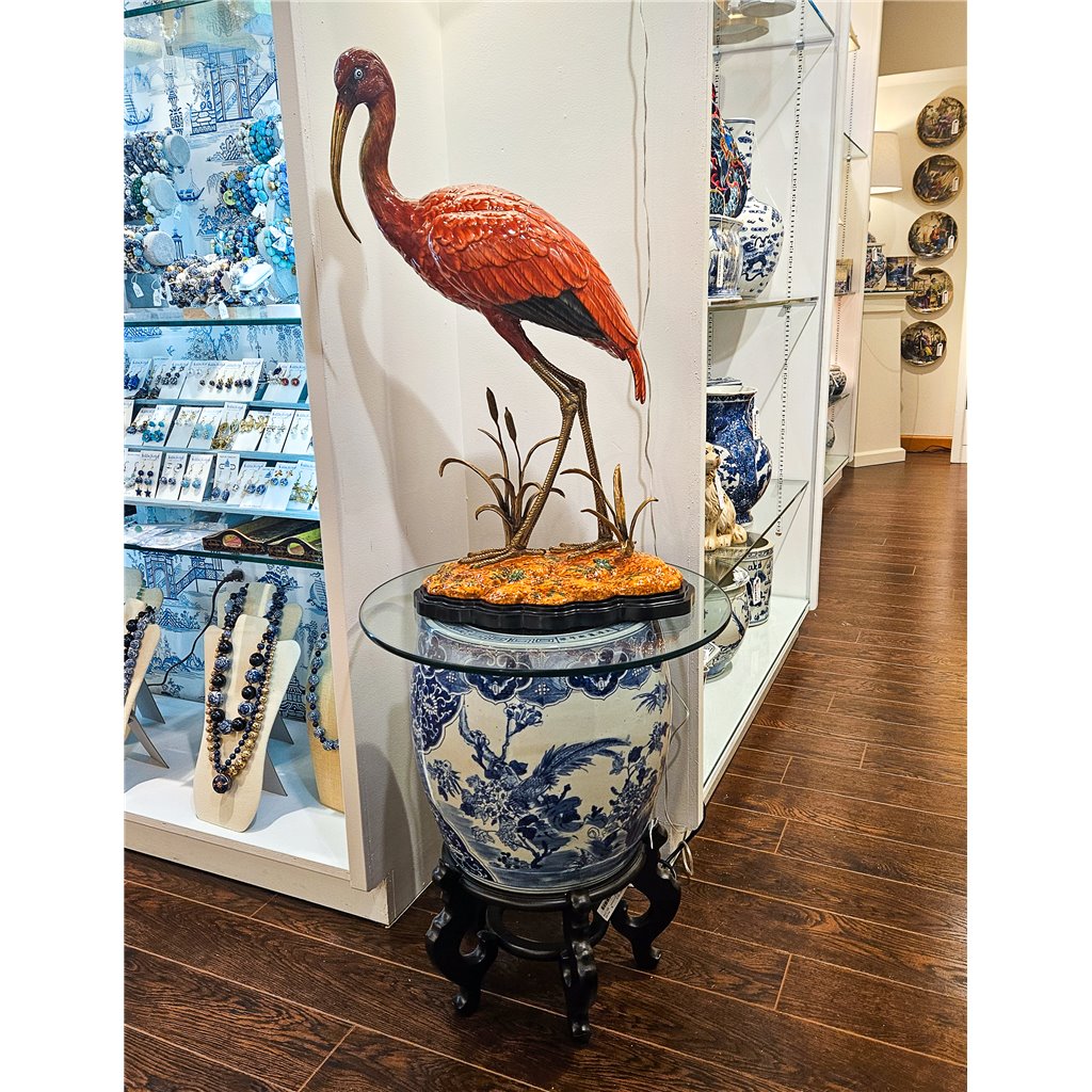 Danny's Fine Porcelain Bird Figure with Bronze Ormolu-Scarlet Ibis