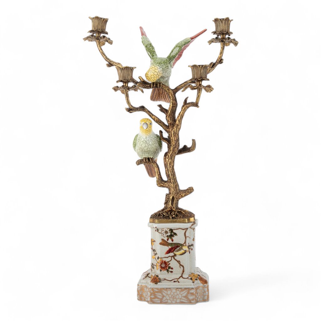 Danny's Fine Porcelain Double Bird Candelabra with Bronze Ormolu in Bird Figure Collection