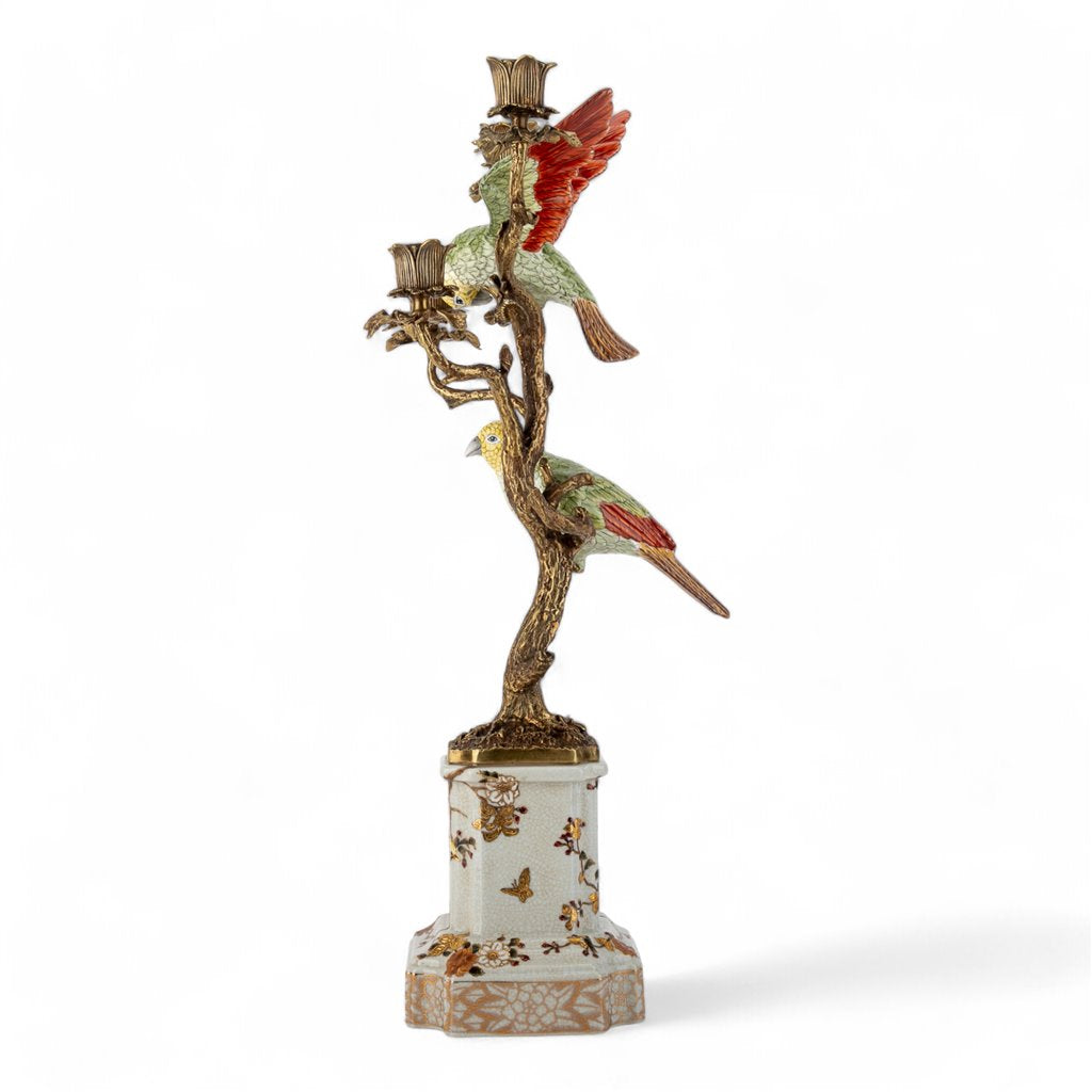 Danny's Fine Porcelain Double Bird Candelabra with Bronze Ormolu in Bird Figure Collection