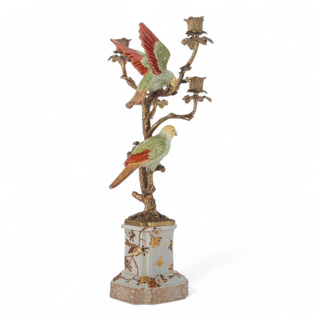 Danny's Fine Porcelain Double Bird Candelabra with Bronze Ormolu in Bird Figure Collection