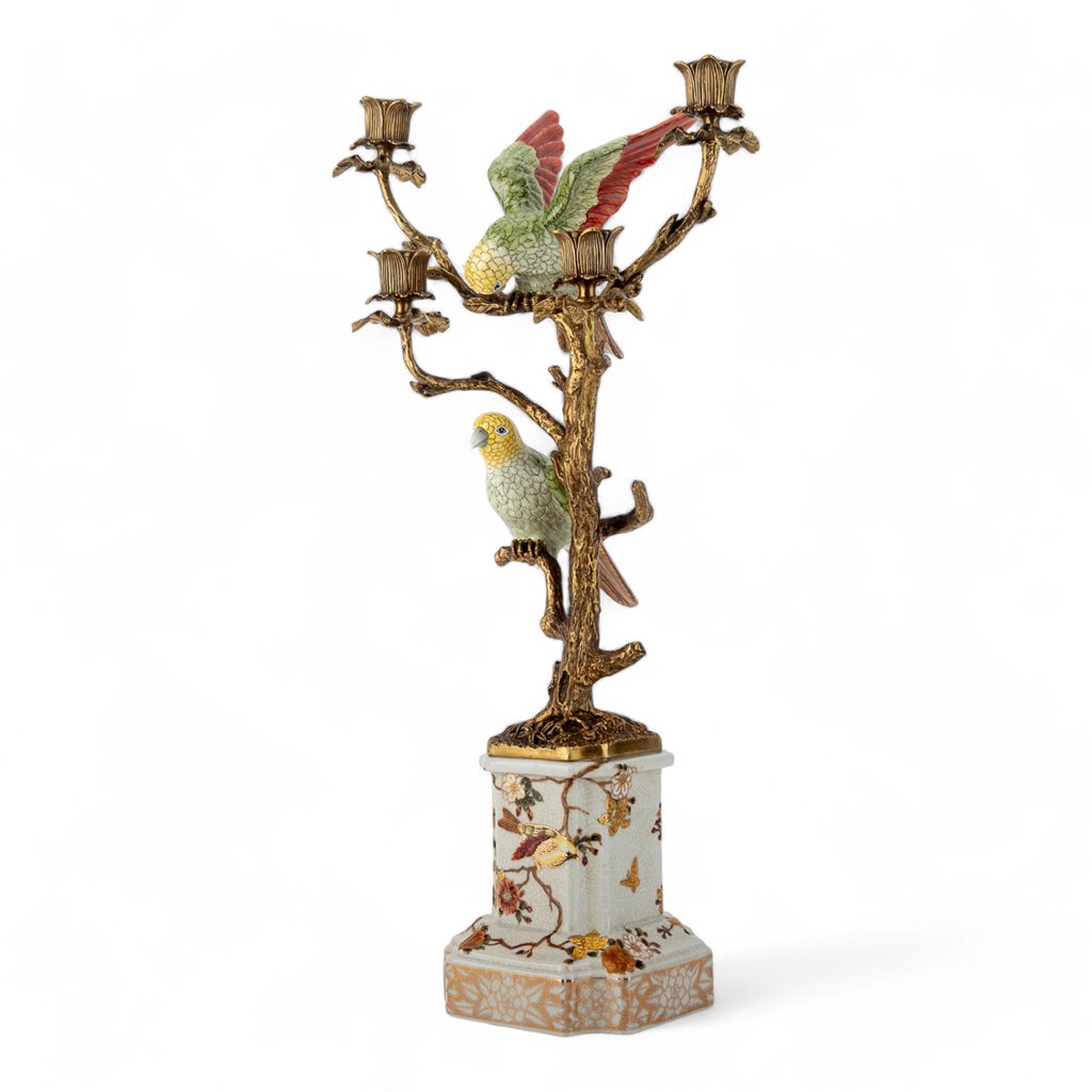 Danny's Fine Porcelain Double Bird Candelabra with Bronze Ormolu in Bird Figure Collection