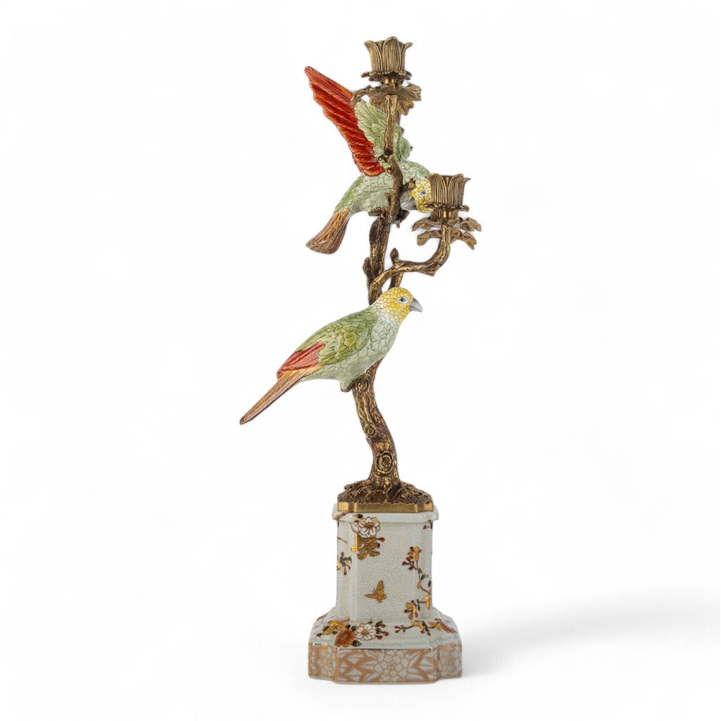 Danny's Fine Porcelain Double Bird Candelabra with Bronze Ormolu in Bird Figure Collection