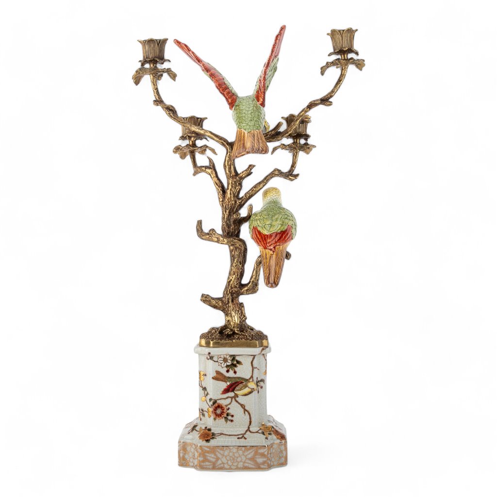 Danny's Fine Porcelain Double Bird Candelabra with Bronze Ormolu in Bird Figure Collection