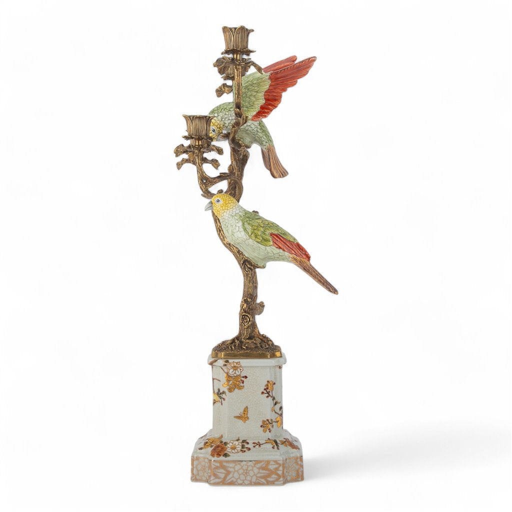 Danny's Fine Porcelain Double Bird Candelabra with Bronze Ormolu in Bird Figure Collection