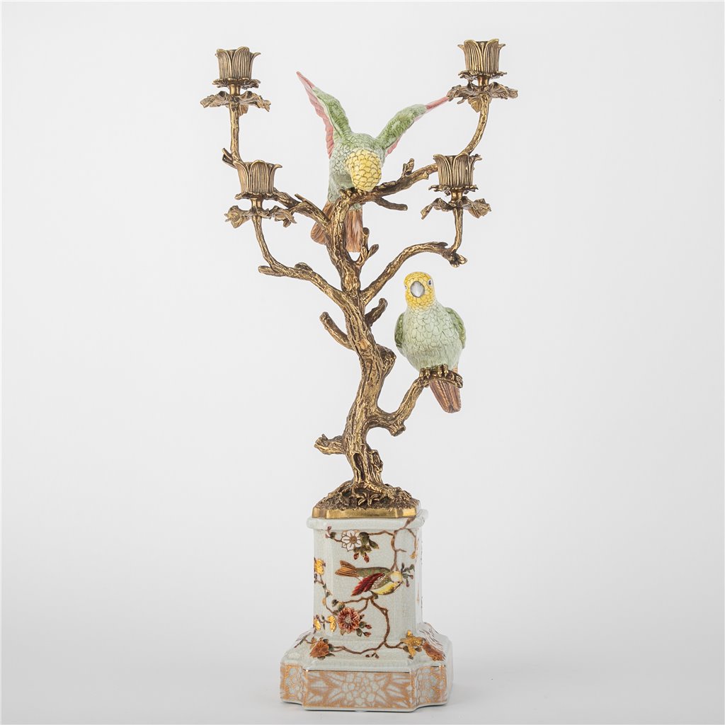 Danny's Fine Porcelain Double Bird Candelabra with Bronze Ormolu in Bird Figure Collection
