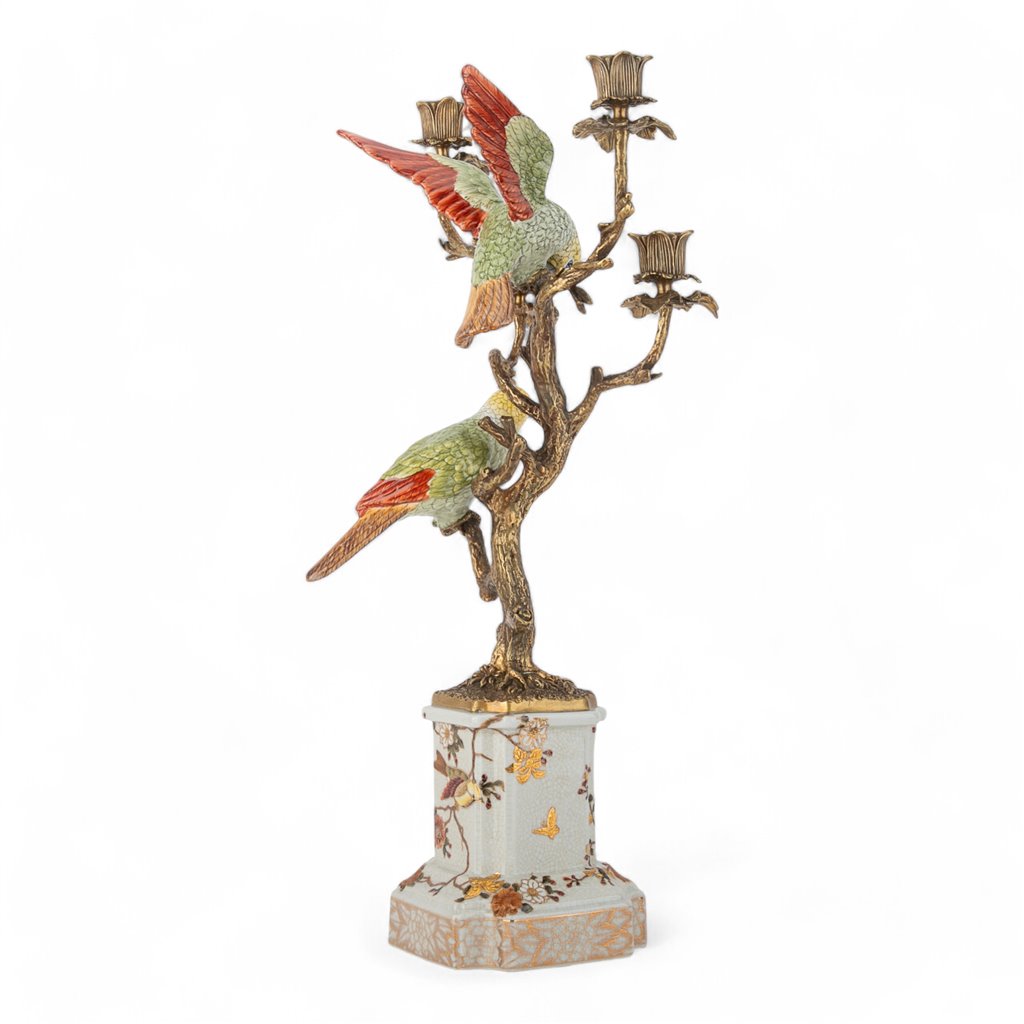 Danny's Fine Porcelain Double Bird Candelabra with Bronze Ormolu in Bird Figure Collection
