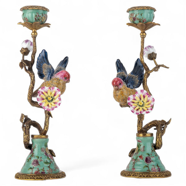 Danny's Fine Porcelain Bird Candelabra with Bronze Ormolu in Bird Figure Collection (one