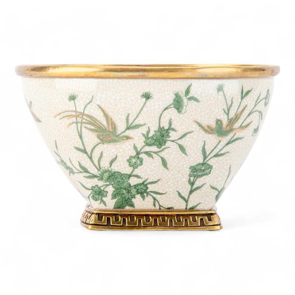 Danny's Fine Porcelain Lidded Box with Bronze Ormolu Verdant Flight