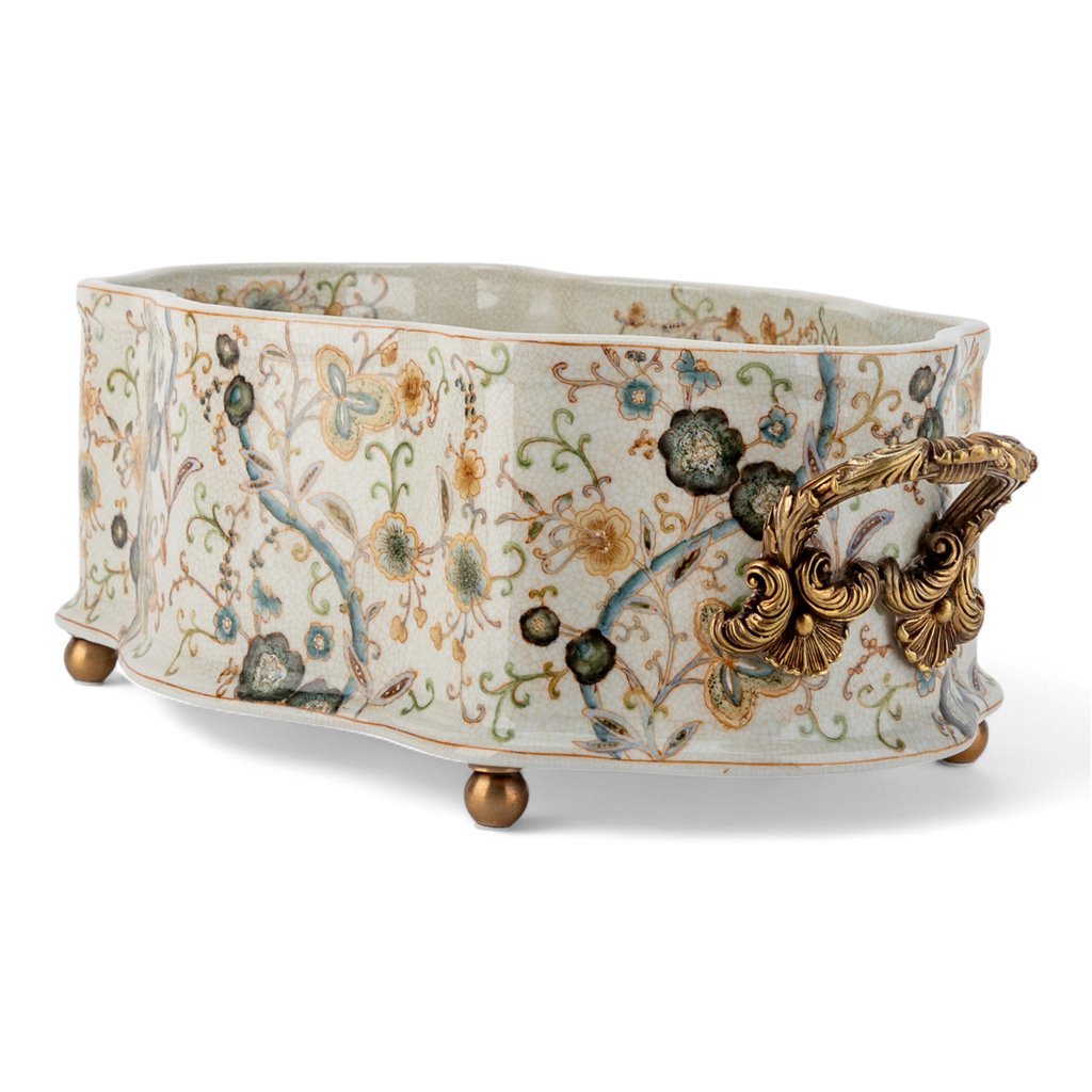 Danny's Fine Porcelain Planter with Bronze Handles-Twine Garden