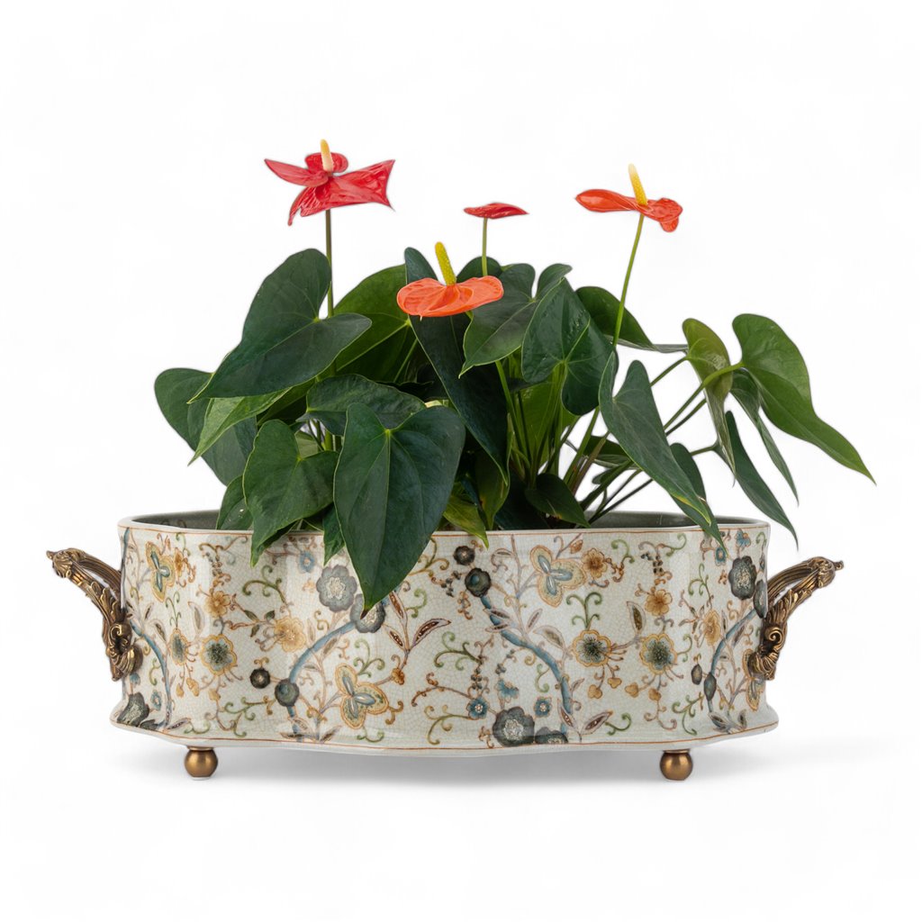 Danny's Fine Porcelain Planter with Bronze Handles-Twine Garden