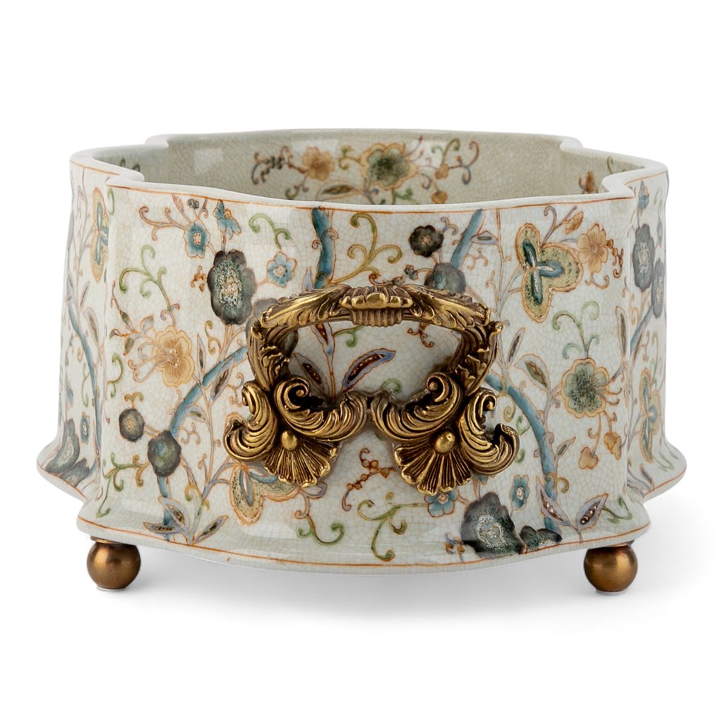 Danny's Fine Porcelain Planter with Bronze Handles-Twine Garden