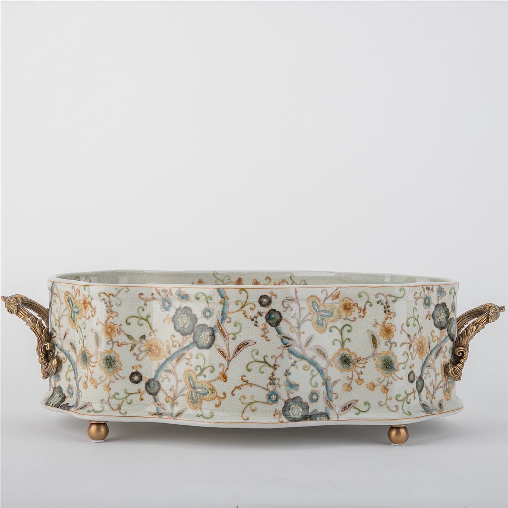 Danny's Fine Porcelain Planter with Bronze Handles-Twine Garden