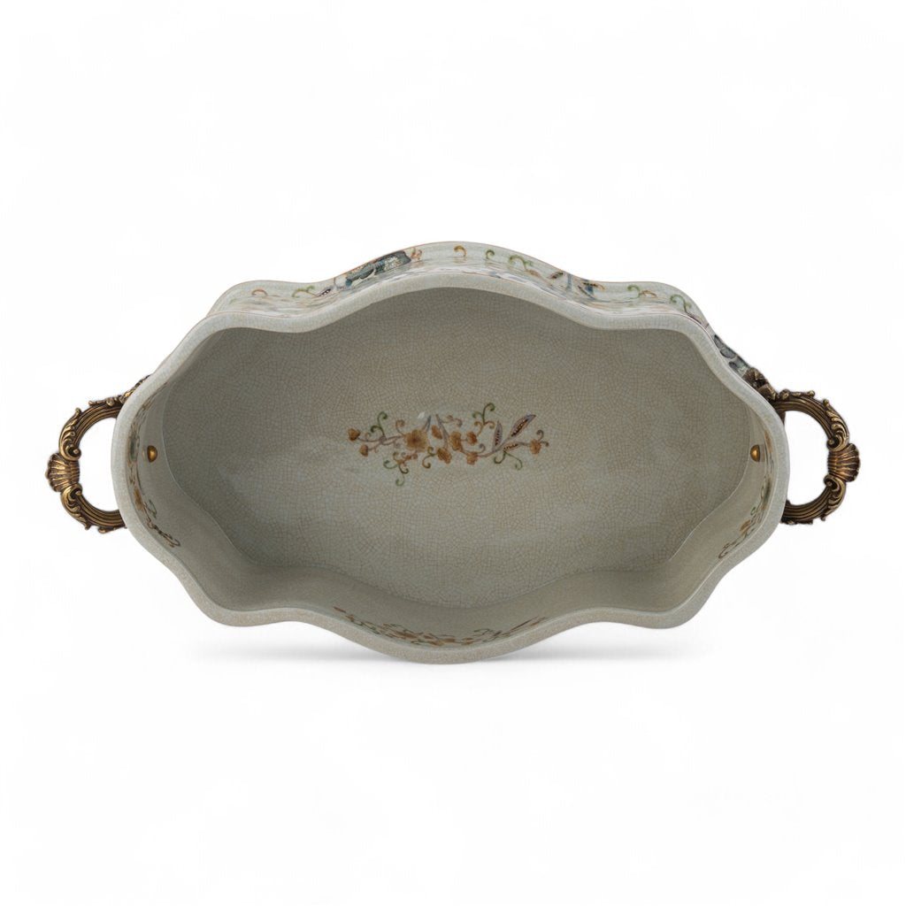Danny's Fine Porcelain Planter with Bronze Handles-Twine Garden
