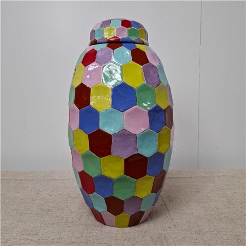 Danny's Fine Porcelain Home Decor Danny's Fine Porcelain Rainbow Honeycomb Jartall Decorative Vase Covered with Bold - CLOSEOUT SAMPLE SALE