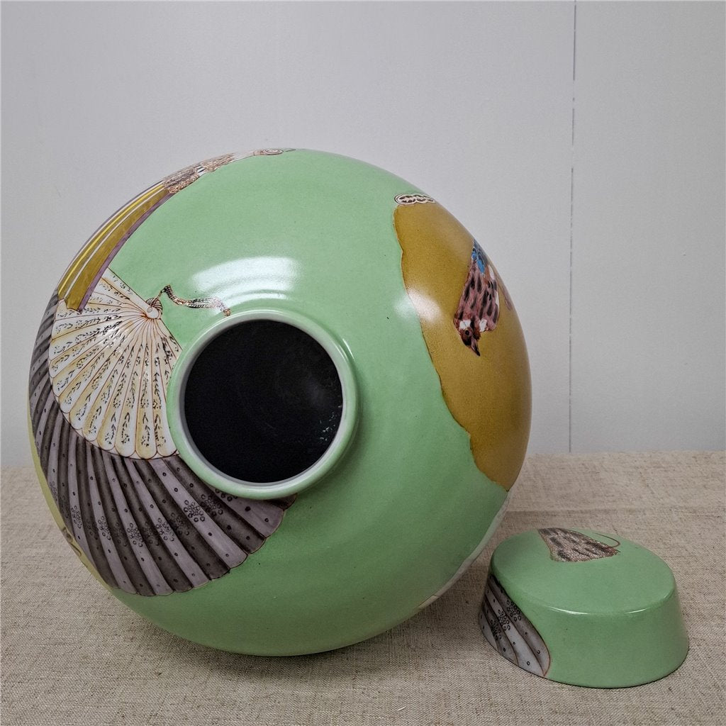 Danny's Fine Porcelain Porcelain Round Jar Fan [Ltd. Ed.] – J501 - CLOSEOUT
