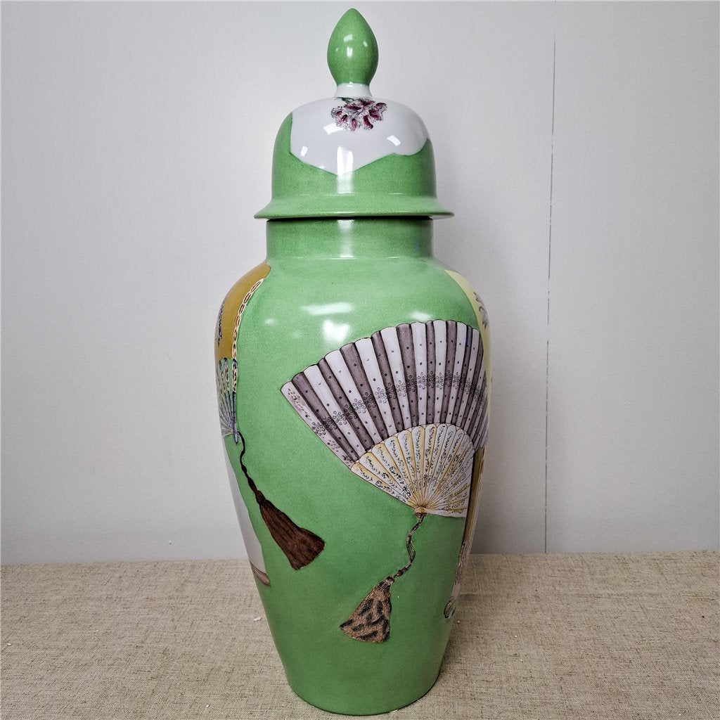 Danny's Fine Porcelain Porcelain Round Jar Fan [Le] – J502 - CLOSEOUT