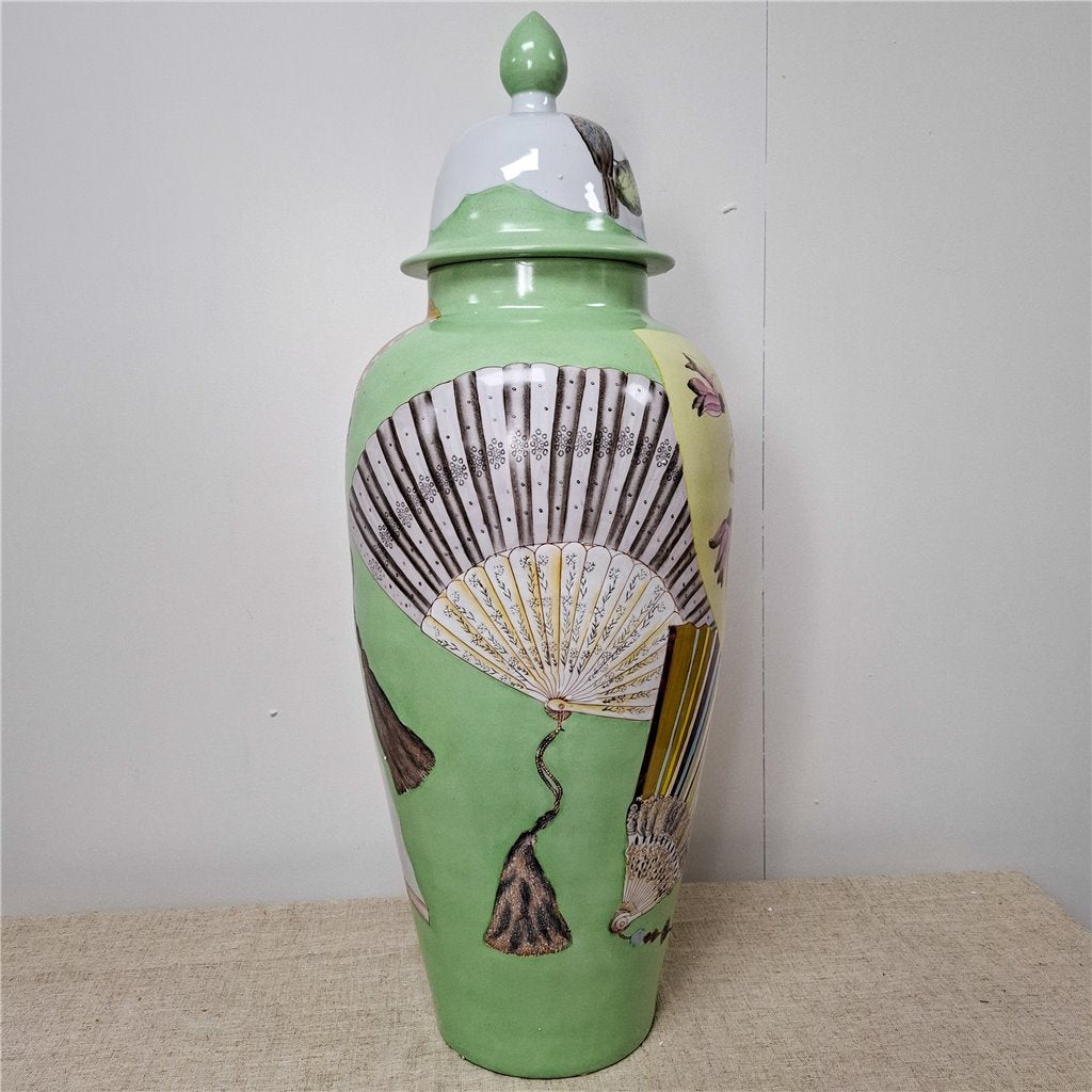 Danny's Fine Porcelain Porcelain Covered Jar Fan [Le] – J502 - CLOSEOUT