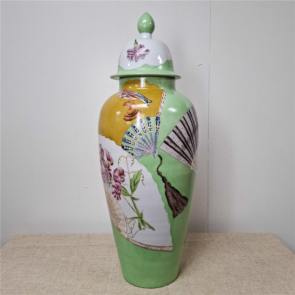 Danny's Fine Porcelain Porcelain Covered Jar Fan [Le] – J502 - CLOSEOUT
