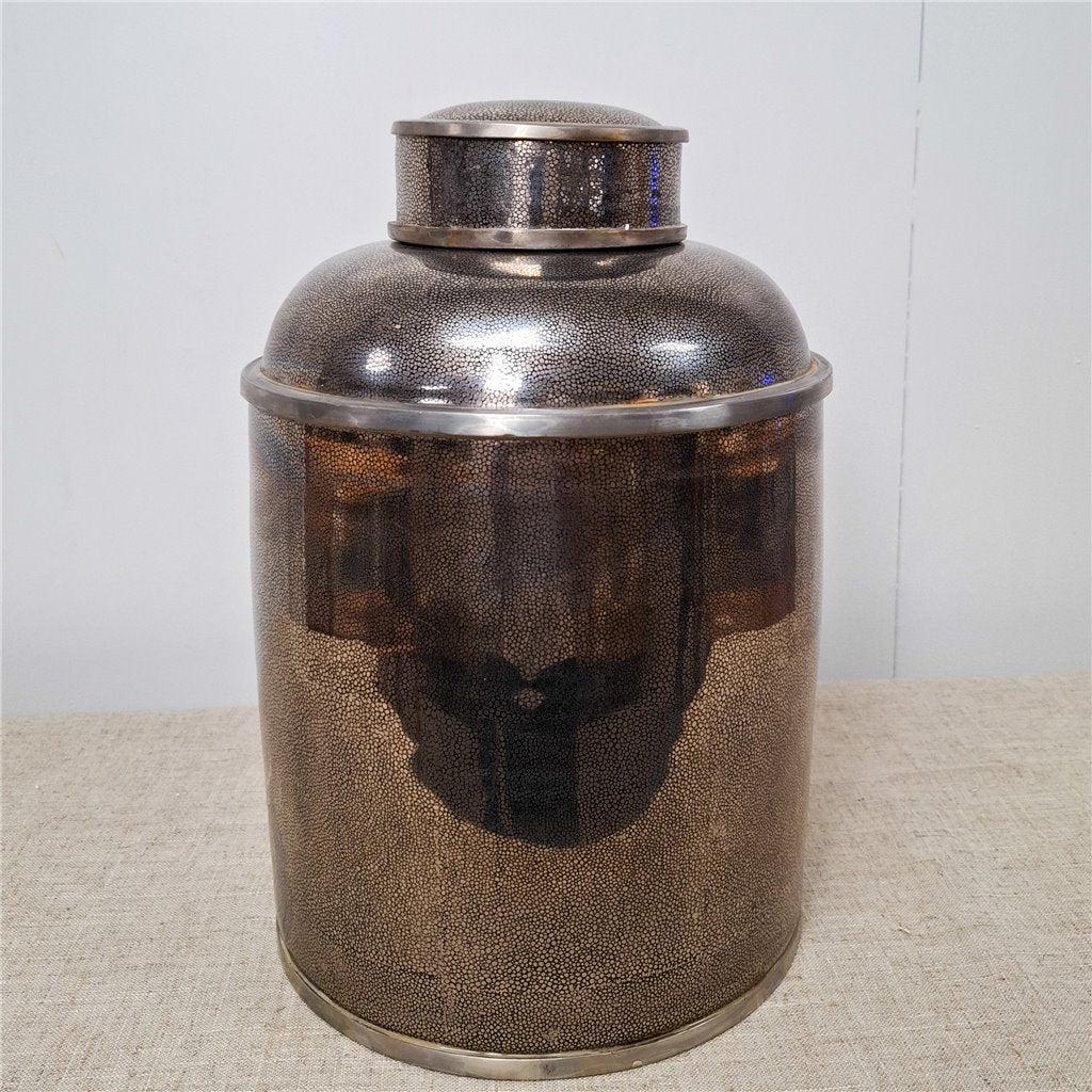 Danny's Fine Porcelain Porcelain Round Jar Metallic with Bronze Ormolu – B793 - CLOSEOUT