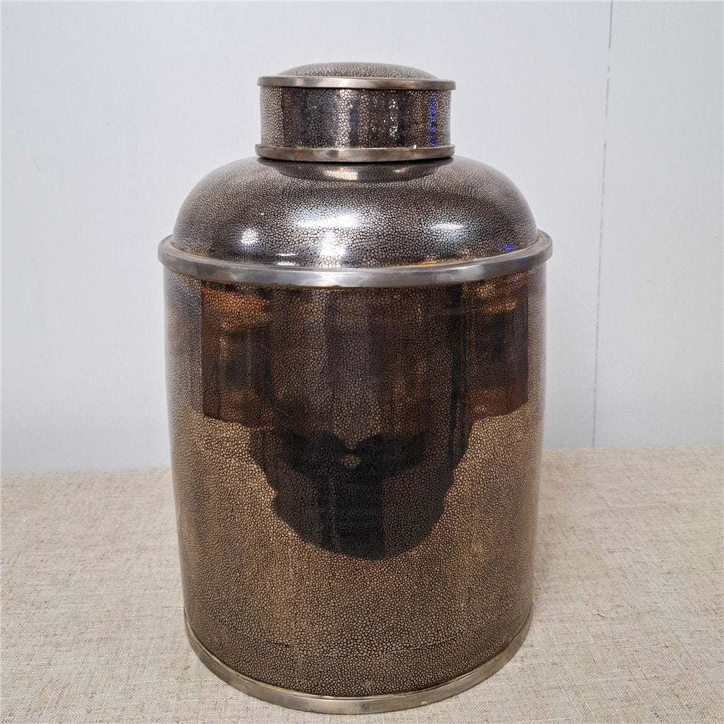 Danny's Fine Porcelain Porcelain Round Jar Metallic with Bronze Ormolu – B793 - CLOSEOUT