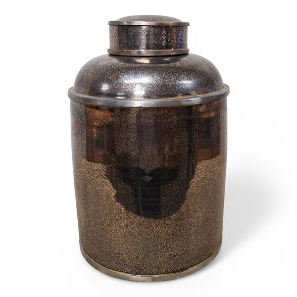 Danny's Fine Porcelain Porcelain Round Jar Metallic with Bronze Ormolu – B793 - CLOSEOUT