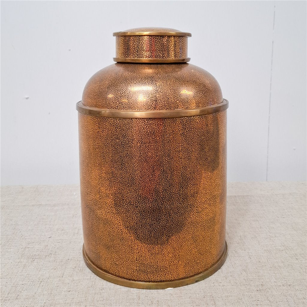 Danny's Fine Porcelain Porcelain Round Jar Metallic Gold with Bronze Ormolu – B793 - CLOSEOUT