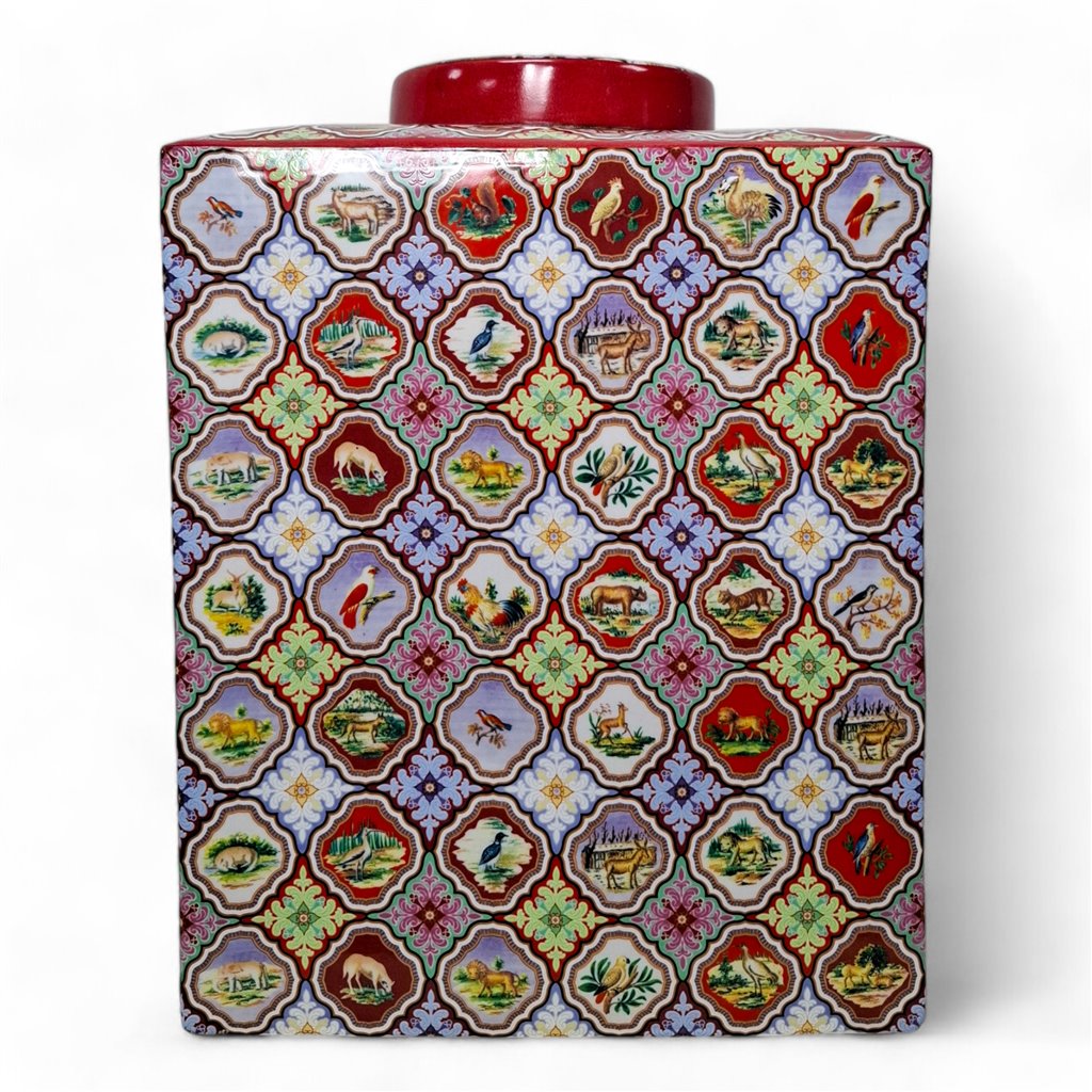 Danny's Fine Porcelain Porcelain Square Jar Safari [Le] – B667 - CLOSEOUT