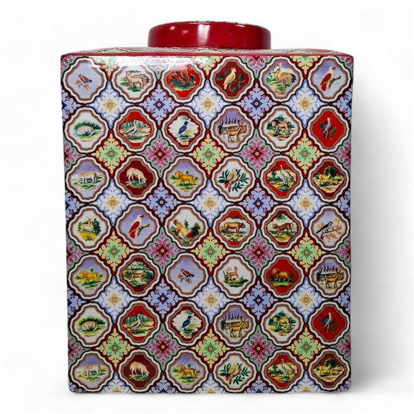 Danny's Fine Porcelain Porcelain Square Jar Safari [Le] – B667 - CLOSEOUT