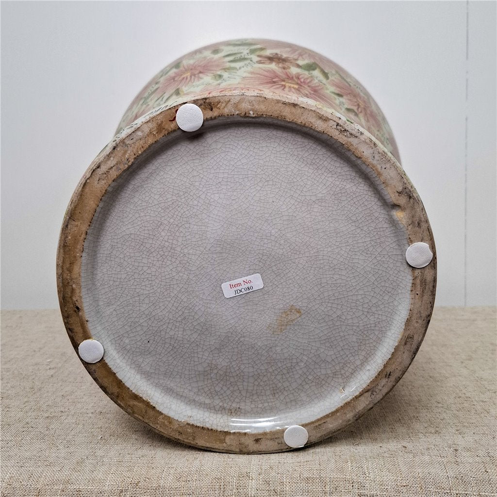Danny's Fine Porcelain Porcelain Round Jar Pretty Pink Flowers Iii – J296 - CLOSEOUT