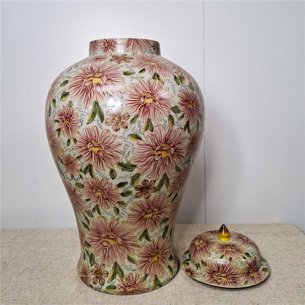 Danny's Fine Porcelain Porcelain Round Jar Pretty Pink Flowers Iii – J296 - CLOSEOUT