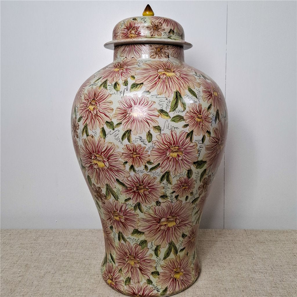 Danny's Fine Porcelain Porcelain Round Jar Pretty Pink Flowers Iii – J296 - CLOSEOUT