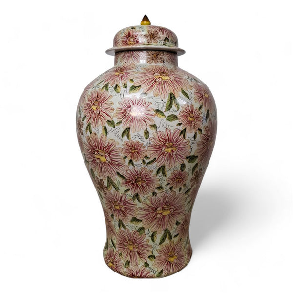 Danny's Fine Porcelain Porcelain Round Jar Pretty Pink Flowers Iii – J296 - CLOSEOUT