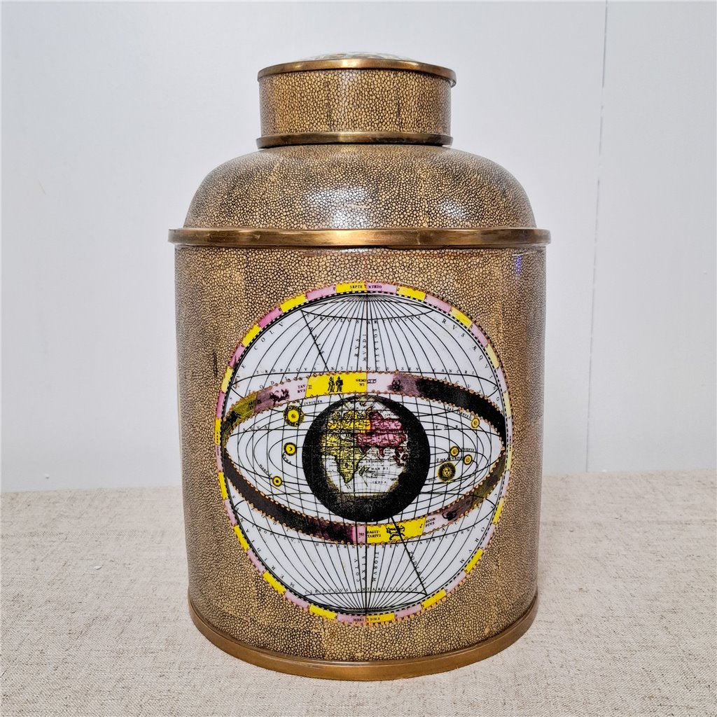 Danny's Fine Porcelain Porcelain Round Jar Constellation [Le] with Bronze Ormolu – B793 - CLOSEOUT