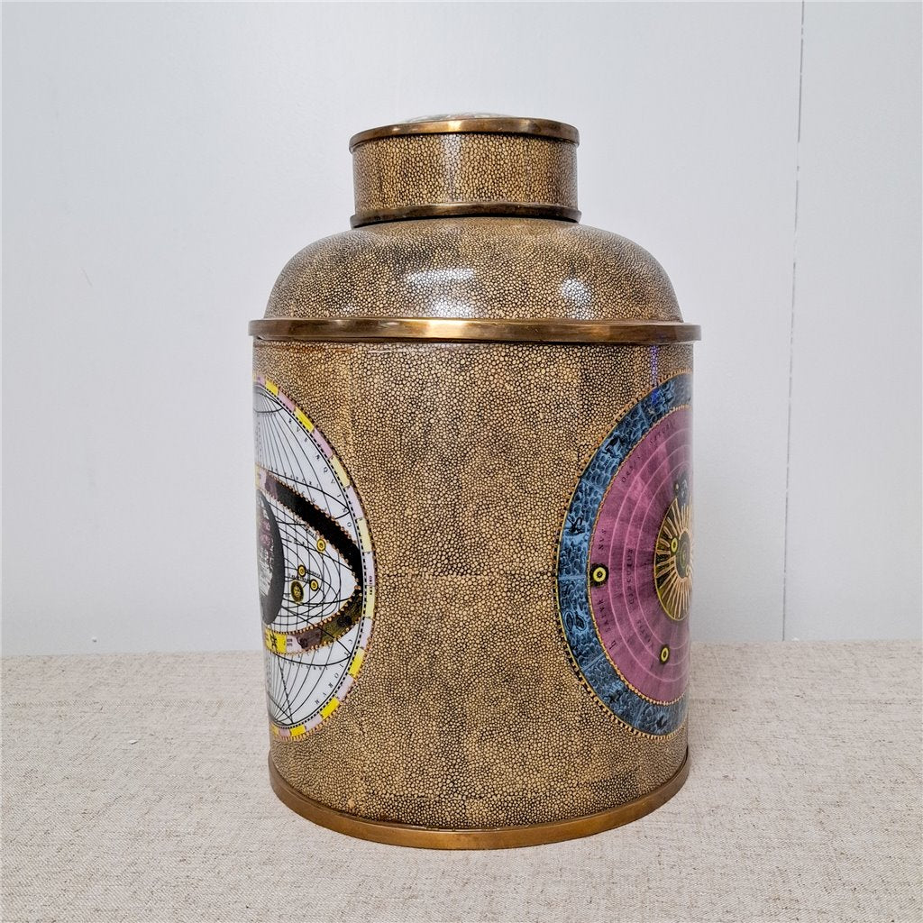 Danny's Fine Porcelain Porcelain Round Jar Constellation [Le] with Bronze Ormolu – B793 - CLOSEOUT