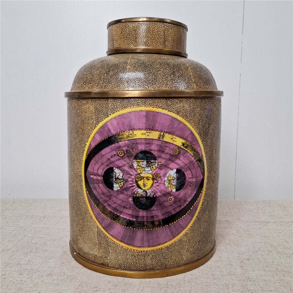 Danny's Fine Porcelain Porcelain Round Jar Constellation [Le] with Bronze Ormolu – B793 - CLOSEOUT