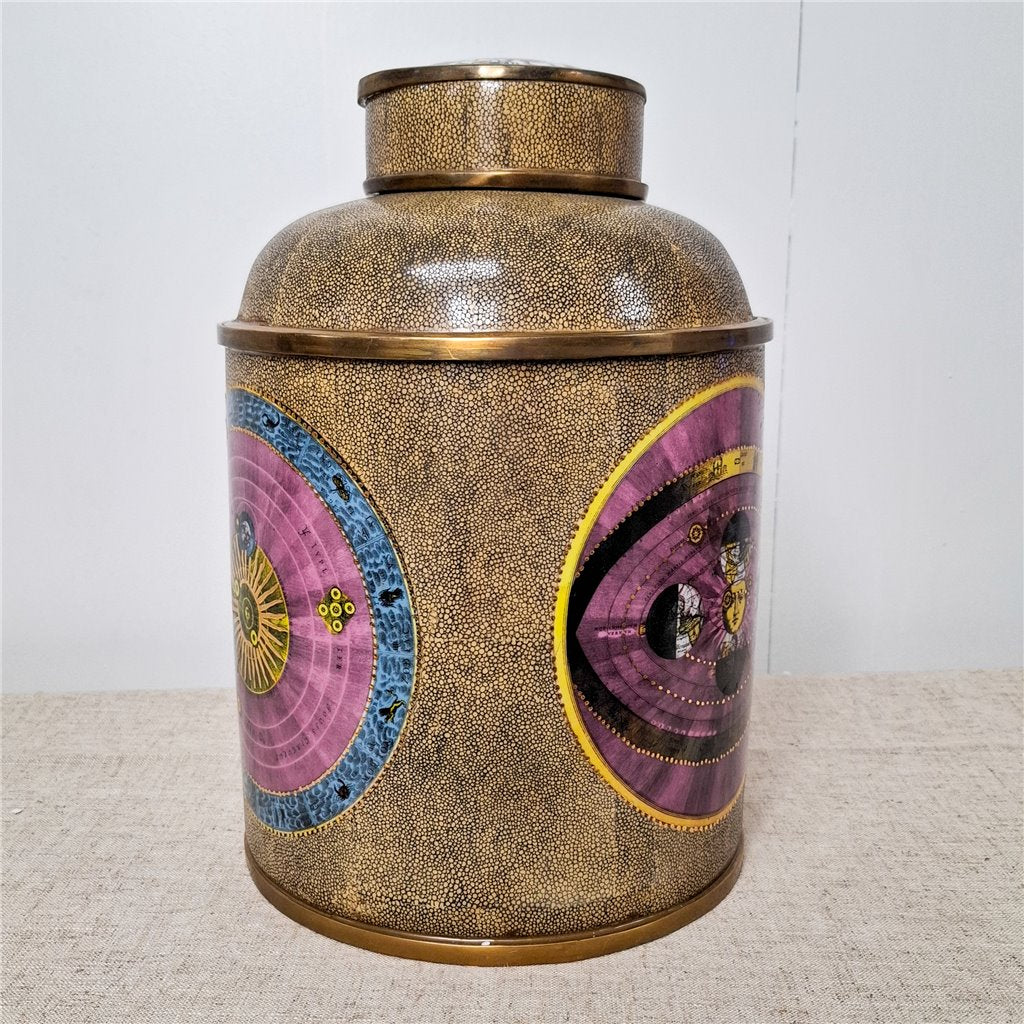 Danny's Fine Porcelain Porcelain Round Jar Constellation [Le] with Bronze Ormolu – B793 - CLOSEOUT